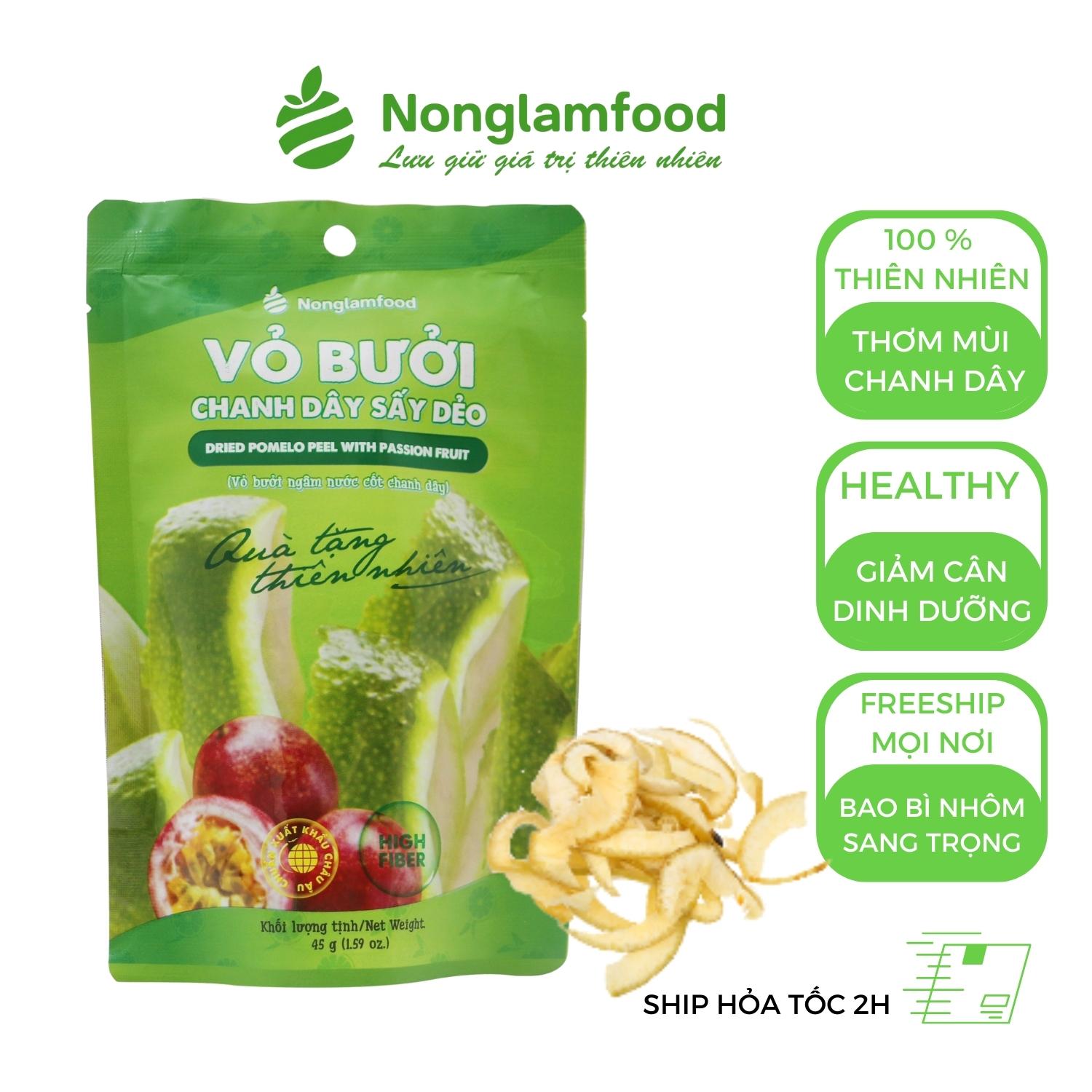 Vỏ bưởi chanh dây sấy dẻo 45g Nông Lâm Food trái cây sấy snack healthy giảm cân,ăn kiêng,bổ sung các chất cho cơ thể