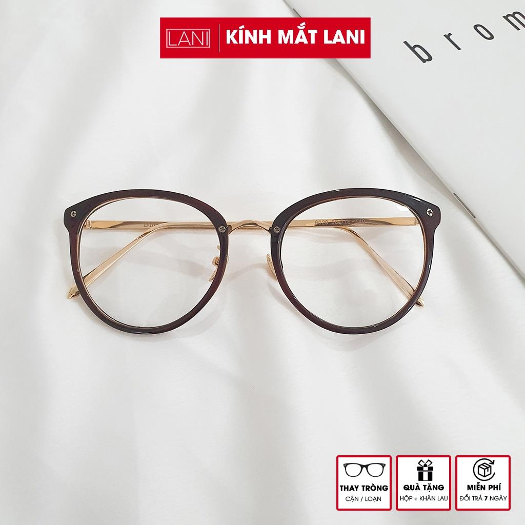 Gọng kính cận LANI 6020 kim loại dáng bầu cá tính thời trang nhận lắp mắt kính có độ theo yêu cầu