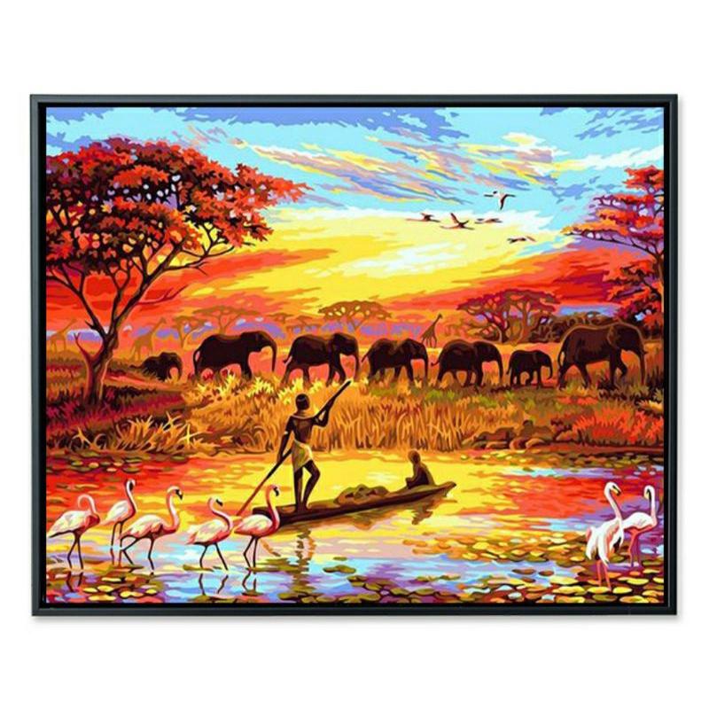 Tranh sơn dầu số hóa DIY đã căng khung khổ 40x50cm - Tranh Sông Nin Ai Cập