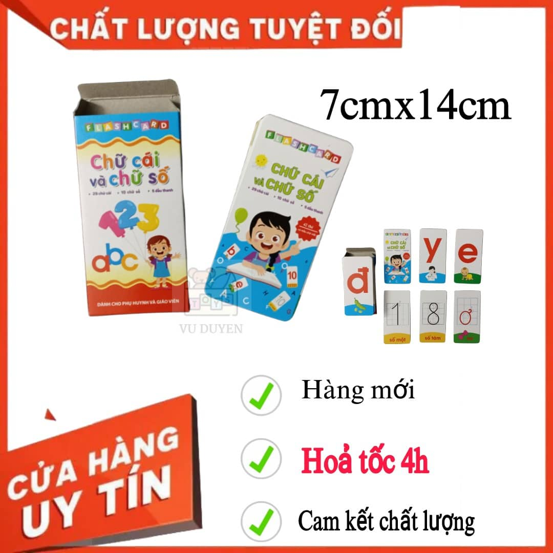 Hộp thẻ chữ số và chữ cái kích thước 7x14cm