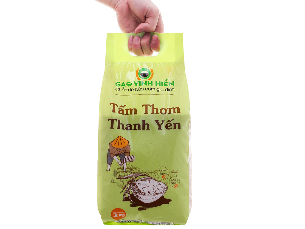 Tấm Thơm Thanh Yến túi 2kg Vinh Hiển - Gạo ngon 3 Không - Ngọt cơm, Ngọt cháo