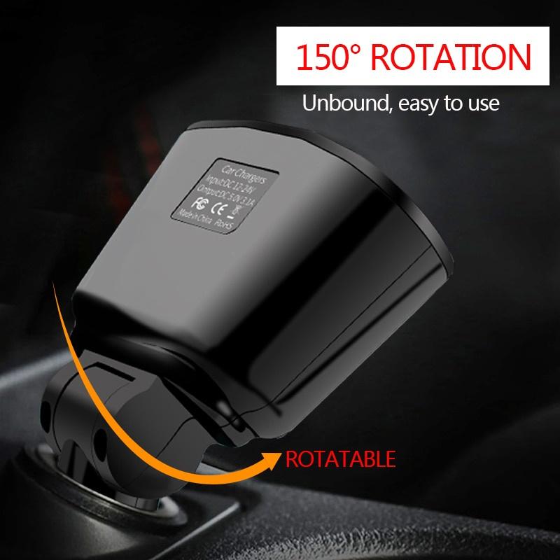 Tẩu Sạc Nhanh usb 12-24V 3.1A 2 Cổng usb Kèm 2 Cổng Sạc Xe Hơi