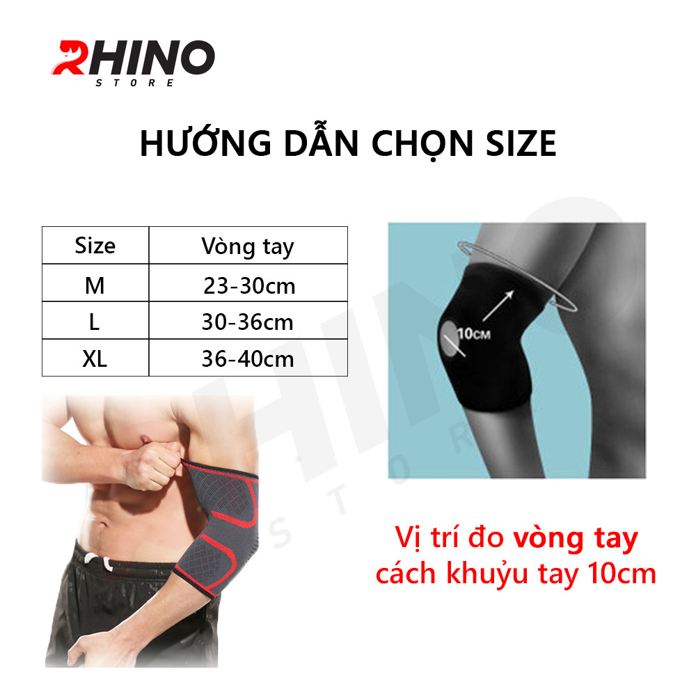 Bảo vệ khuỷu tay Rhino P7546 (1 Đôi) giảm chấn thương khi chơi thể thao, bóng đá, bóng rổ, bóng chuyền - Hàng chính hãng dành cho cả nam và nữ