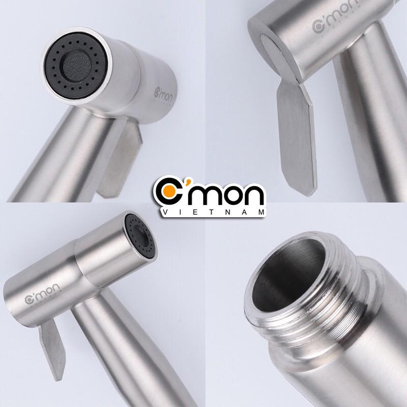 Bộ vòi xịt vệ sinh INOX 304 cao cấp C'mon VX-02-I + van khóa T C'mon VK-02-T