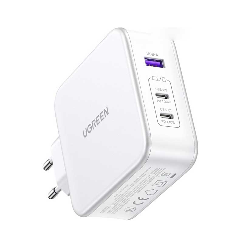 Củ sạc nhanh GaN Nexode 140W Ugreen 15339 CD289, 2xUSB-C 1xUSB-A, Kèm cáp USB-C 1m5 240W Hàng chính hãng