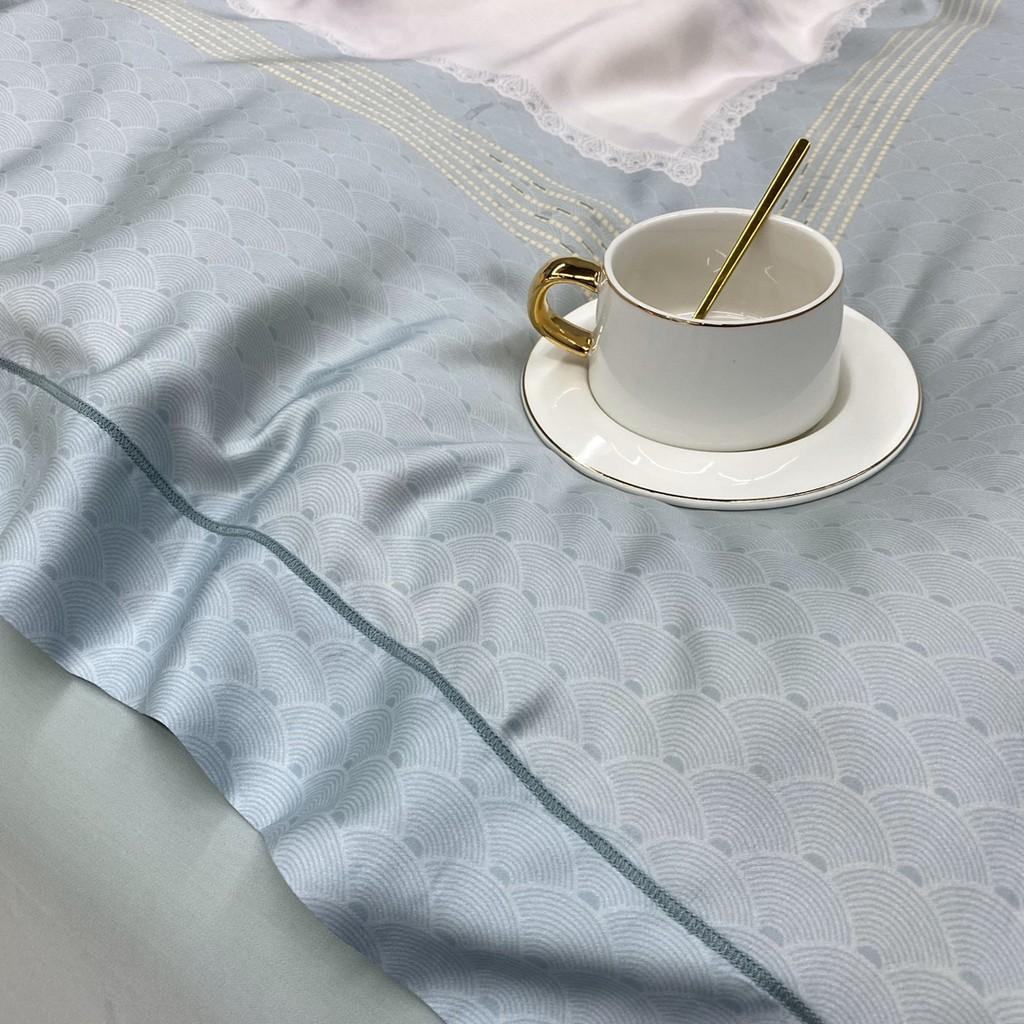 Bộ chăn ga gối LUXURY DESIGN 530 lụa Tencel 100S in họa tiết Thiên nhiên cách điệu trẻ trung, mềm mịn