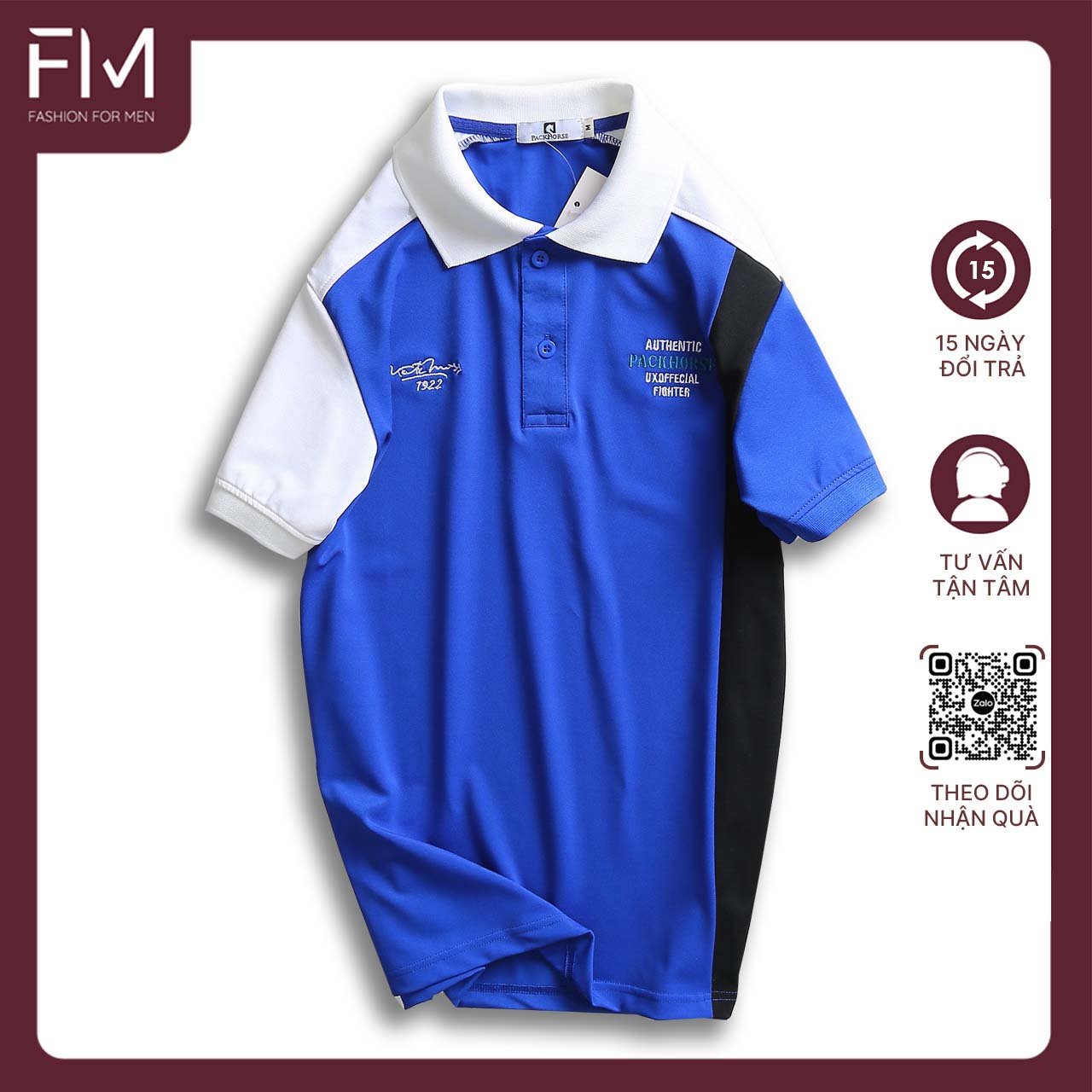 Áo thun polo nam ngắn tay, họa tiết thêu trước ngực, chất thun co giãn 4 chiều, form chuẩn phối màu lạ mắt - FORMEN SHOP - FMPS170