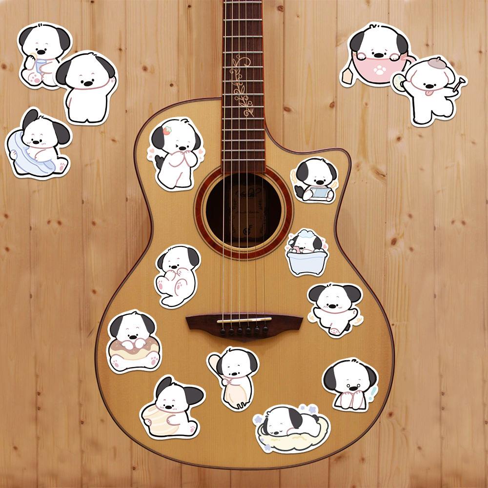 Sticker chú chó trắng hoạt hình cute trang trí mũ bảo hiểm, guitar, ukulele, điện thoại, sổ tay, laptop-mẫu S58