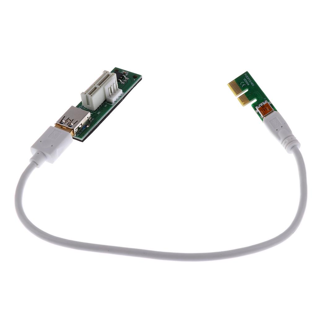 PCI Express PCI-E 1X Riser Card Extender Adapter USB3.0 Cable &Power Cord