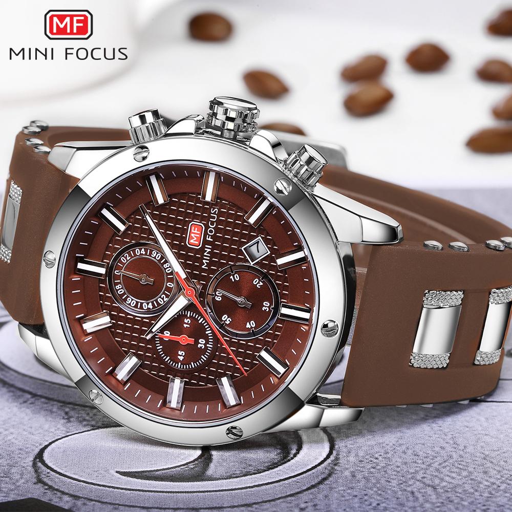 Đồng hồ Quartz nam Dây đeo Silicone Chống nước  Chrono Phong cách thể thao - màu Cà phê