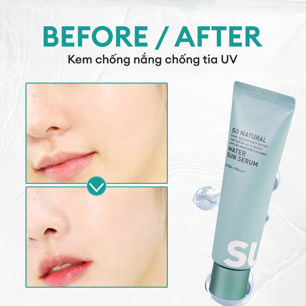 Kem chống nắng dưỡng da Water Sun Serum So'Natural bảo vệ da khỏi tia UV 50ml