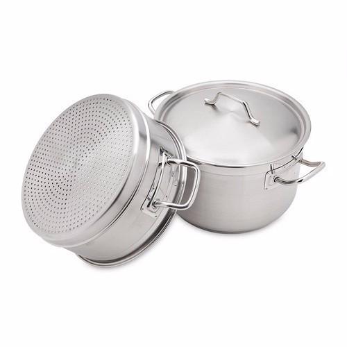 Bộ nồi xửng hấp Fivestar 3 đáy inox 430 nắp inox ( 30cm ) tặng 1 rổ inox , dùng được bếp từ , hồng ngoại , gas