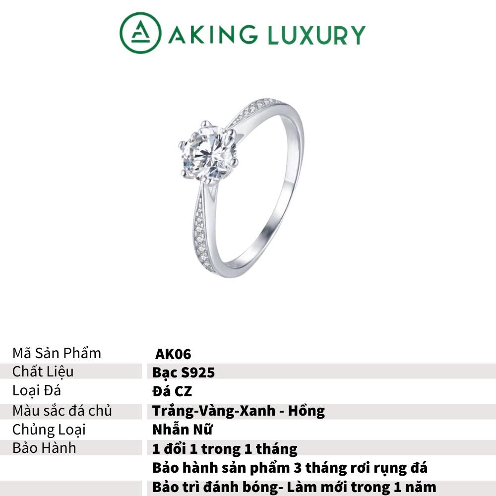 Nhẫn nữ AK06 cao cấp, Nhẫn Bạc Nữ đính đá nhiều màu. Nhẫn nữ mới nhất 2021