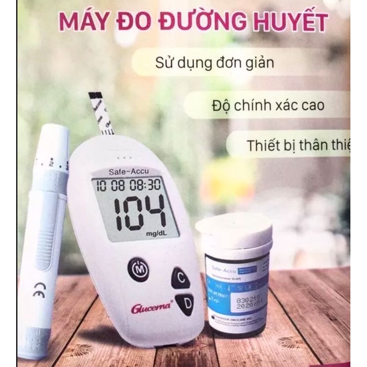 Trọn Bộ Máy Đo Đường Huyết, Máy Đo Tiểu Đường Tại Nhà Safe Accu tặng que đo và kim thử máu hàng cao câp