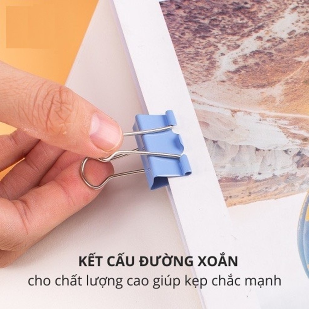 Set 40 kẹp giấy BINDER CLIPS 19mm , nhiều màu ( có hộp )