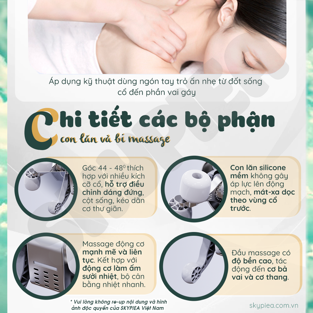 Máy massage cổ vai gáy SKYPIEA-2320, model 2023, bảo hành 12 tháng, massage toàn thân