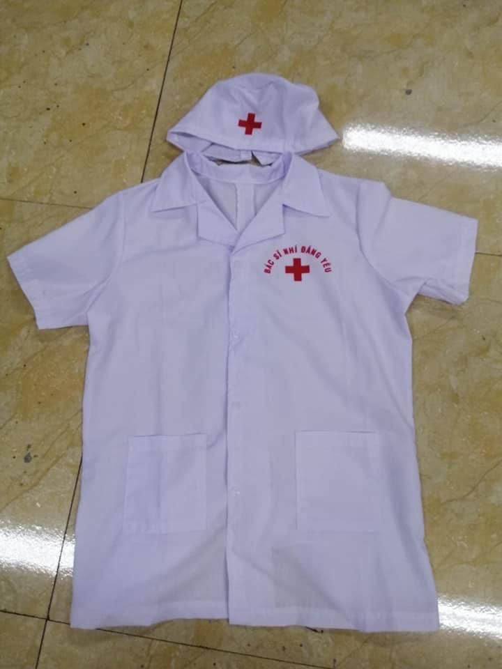 Bộ Áo Kèm Mũ Bác Sĩ Cho Bé Yêu Tập Làm Bác Sĩ