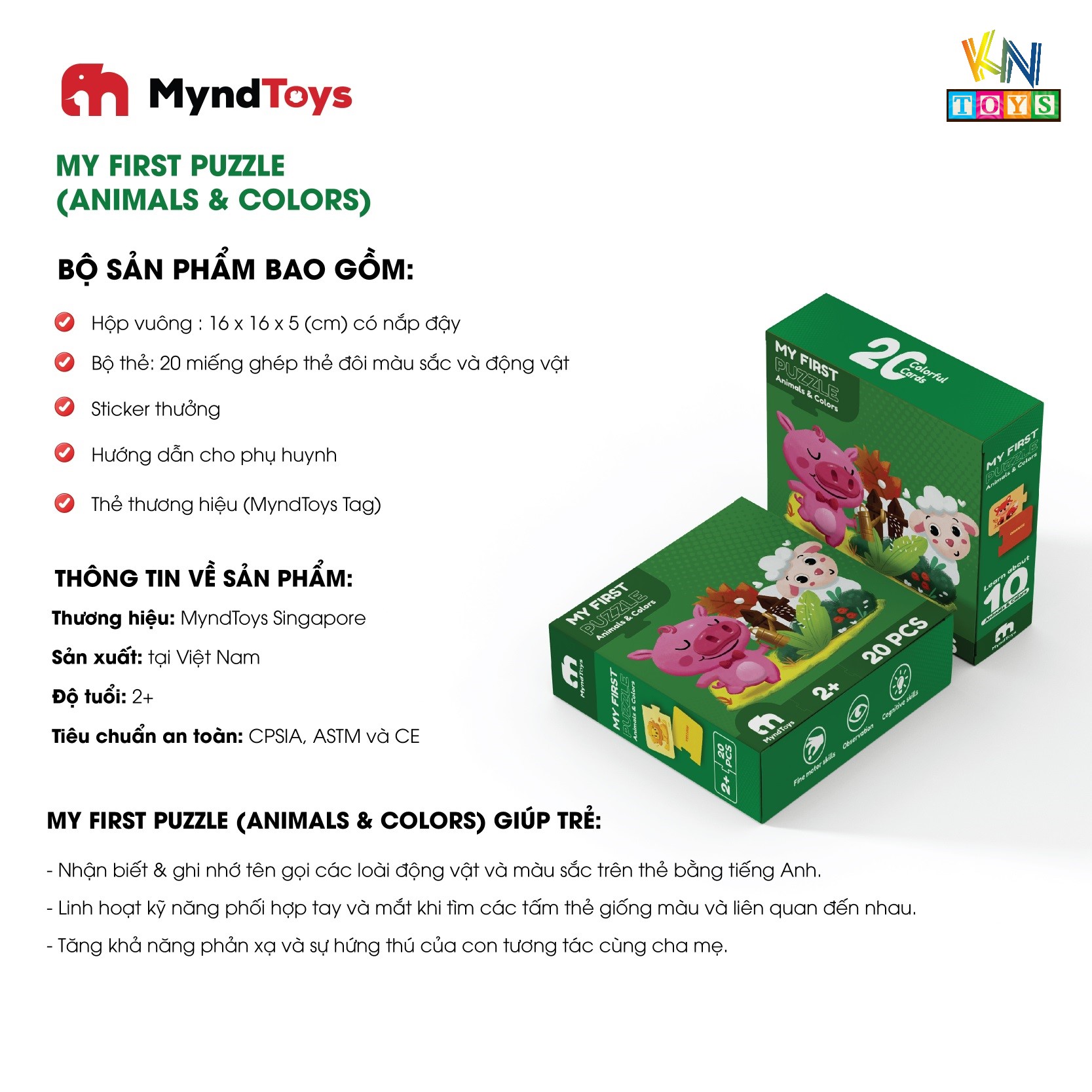 Đồ Chơi Xếp Hình Ghép Cặp MyndToys - My First Puzzle (Cho Bé Từ 2 Tuổi - Nhiều Chủ Đề)