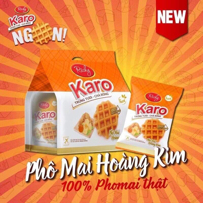 Combo 8 Bịch Bánh Karo Richy Phomai Hoàng Kim Sợi Gà