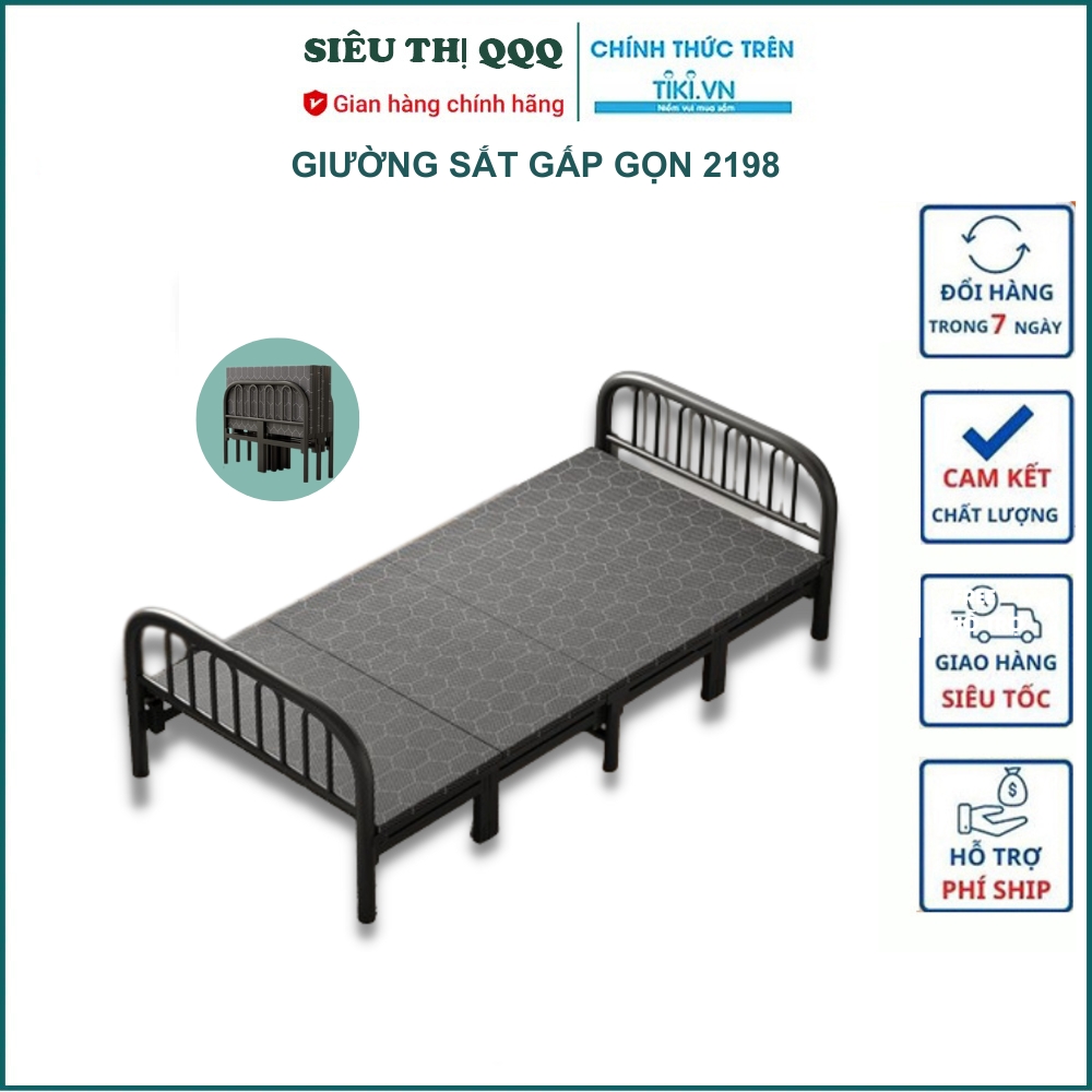 Giường gấp, giường xếp gia đình cao cấp bằng sắt phủ sơn tĩnh điện - Hàng chính hãng