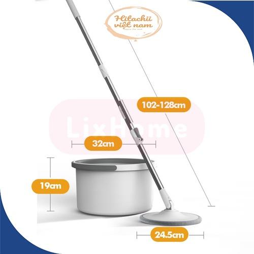 Chổi lau nhà tự vắt thông minh tách nước K9 xoay 360 độ, Cây lau nhà thông minh 360 độ tách nước cán inox kèm thùng