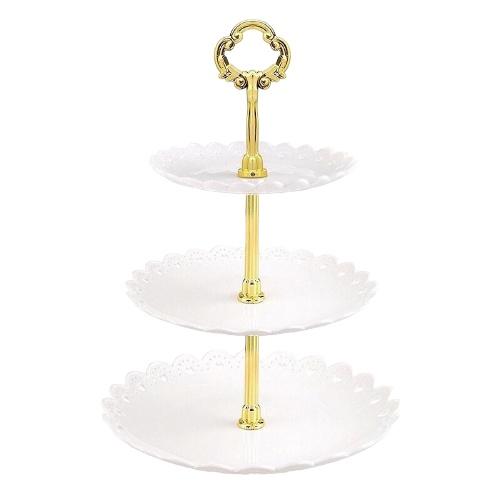Khay Kệ Đựng Trái Cây Đựng Bánh 3 Tầng Hình Tròn Hình Vuông Sang Trọng
