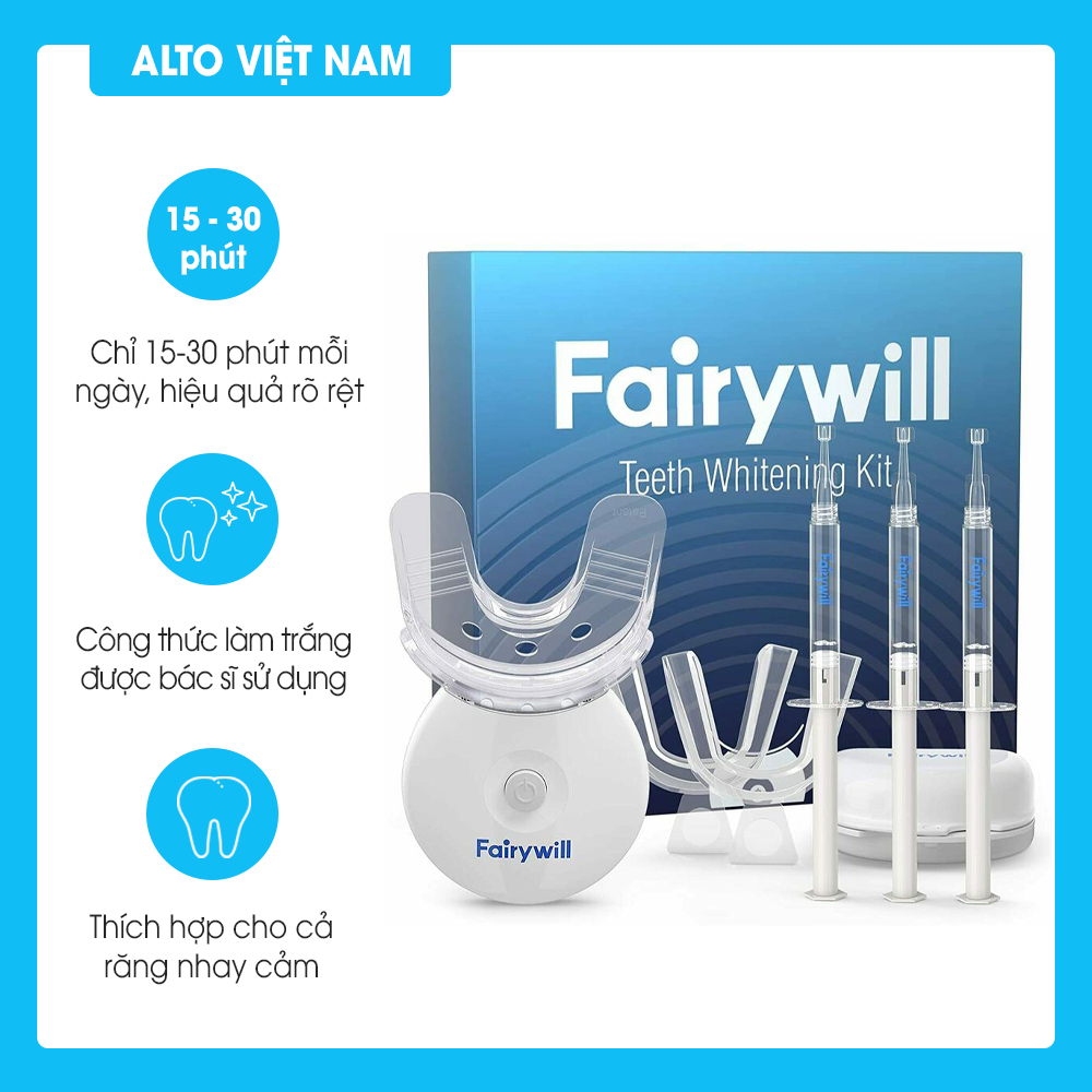 Bộ KIT tẩy trắng răng tại nhà FAIRYWILL FW-101 Máy làm trắng răng chính hãng Mỹ an toàn, lành tính, không gây kích ứng, thích hợp cho mọi loại răng - Hàng Chính Hãng