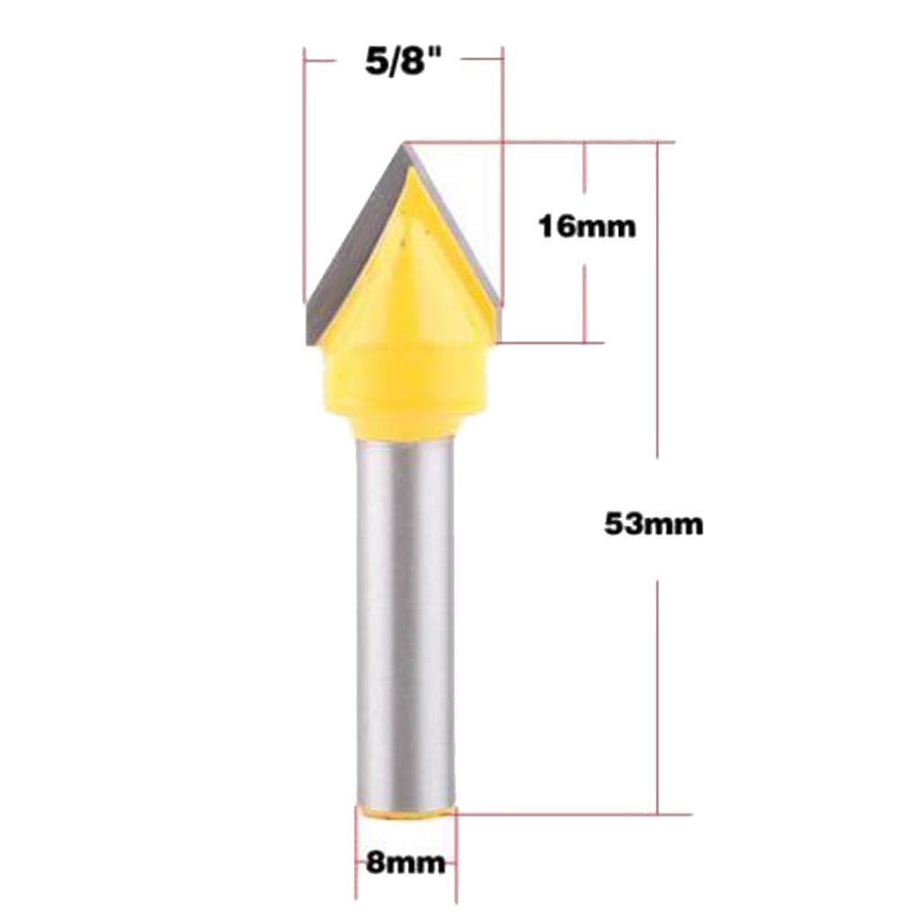 2 Pieces 8mm Shank Woodworking Mill Router Bits V-Groove 60 Degree