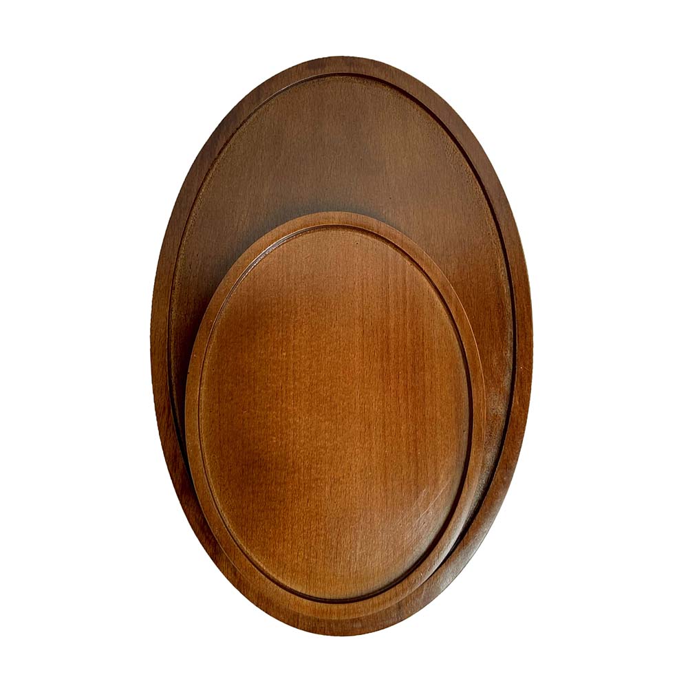 Đĩa gỗ tự nhiên nguyên khối màu nâu hình oval đựng trà bánh đồ ăn đĩa gỗ decor phụ kiện phòng ăn