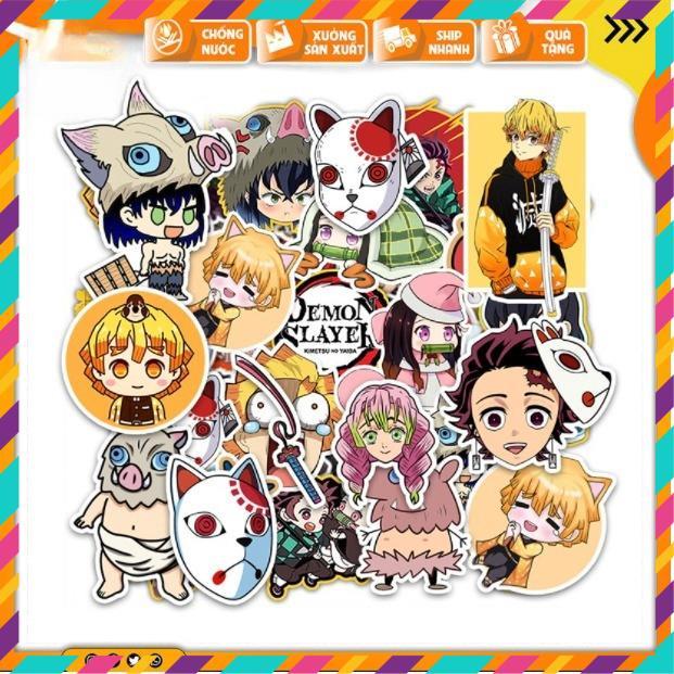 Sticker Thanh Gươm Diệt Quỷ - kimetsu no Yaiba Anime, Dán Nón Bảo Hiêm, Điện Thoại, Laptop, Chống Nước, Chống Bay Màu