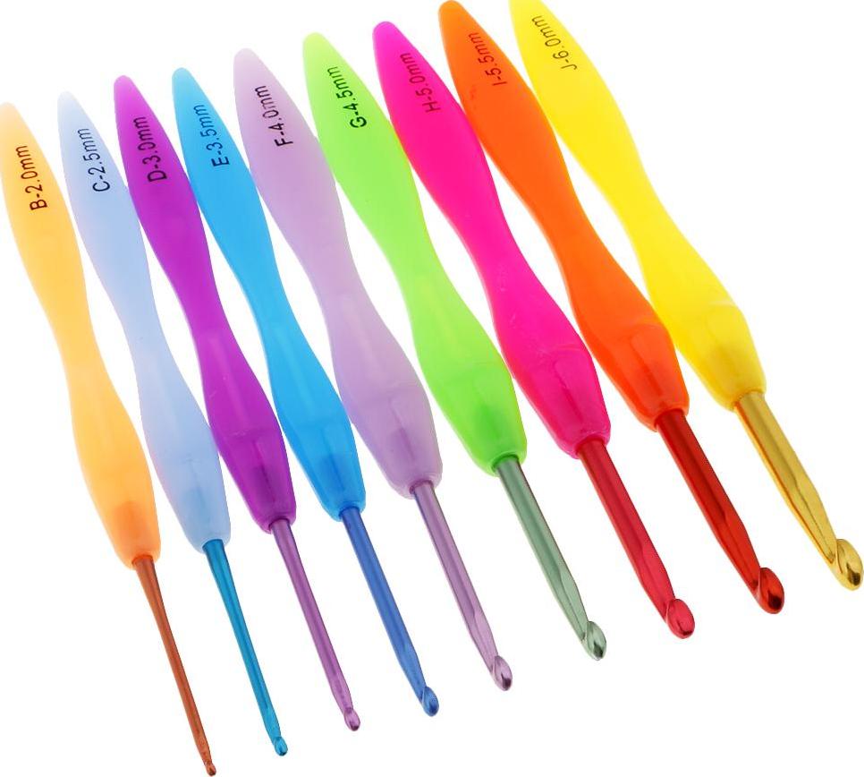 9 PCS Đa Coloured Nhôm Móc Sợi Kim Đan 9 Kích Thước