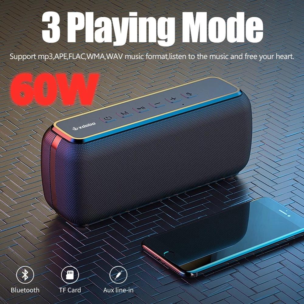Xdobo x8 60W loa bluetooth không dây di động tws bass với loa siêu loãng ipx5 kết nối chống nước khoảng cách 12m 15h thời gian chơi Color: Red