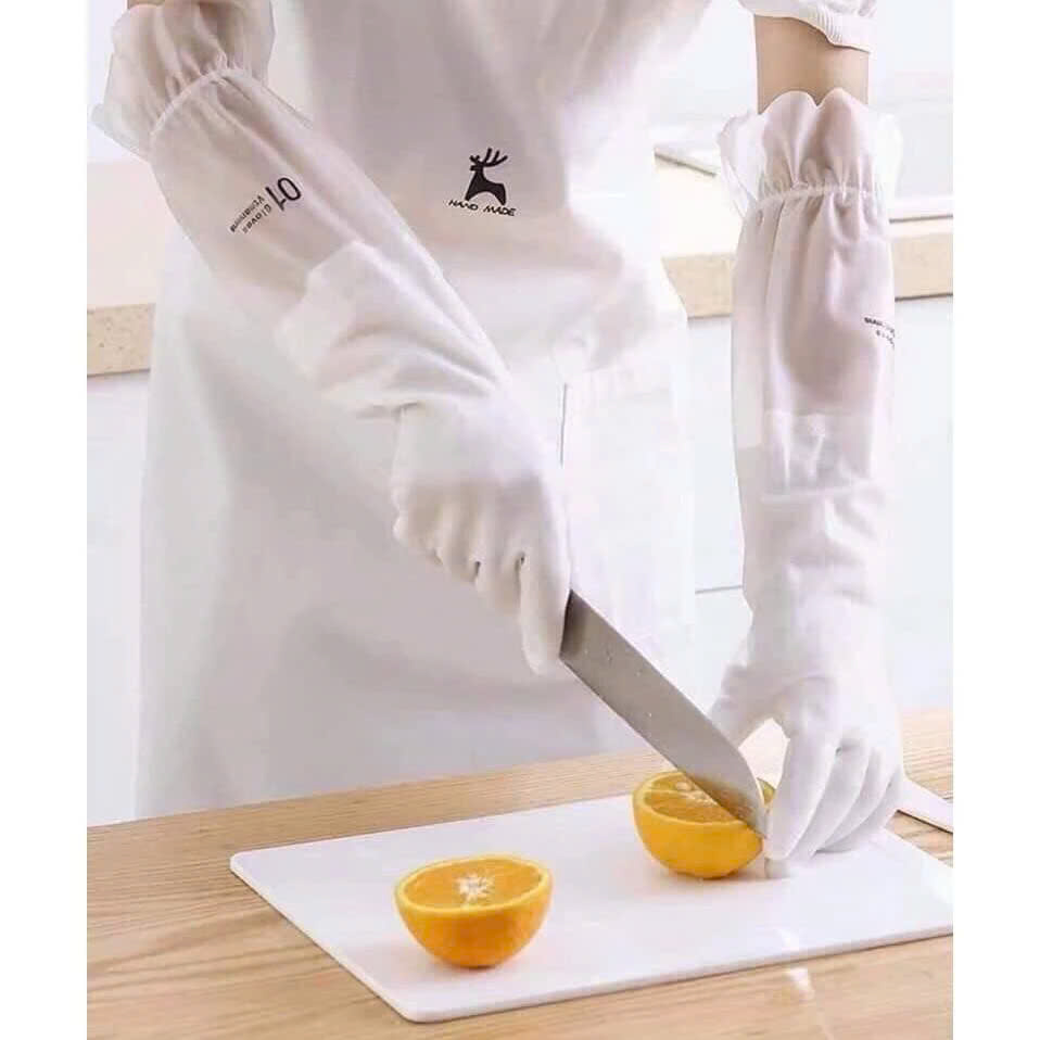 Găng tay cao su siêu dai rửa bát, bao tay cao su rửa chén, vệ sinh nhà cửa, an toàn, không mùi hôi SIZE S