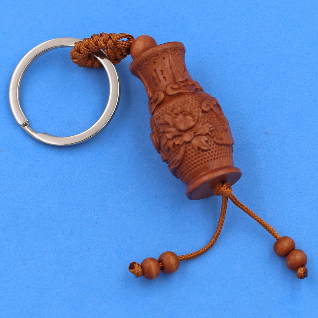 Móc khóa khắc hình 3D gỗ hương - móc khóa tài lộc, phong thủy, bình an và may mắn