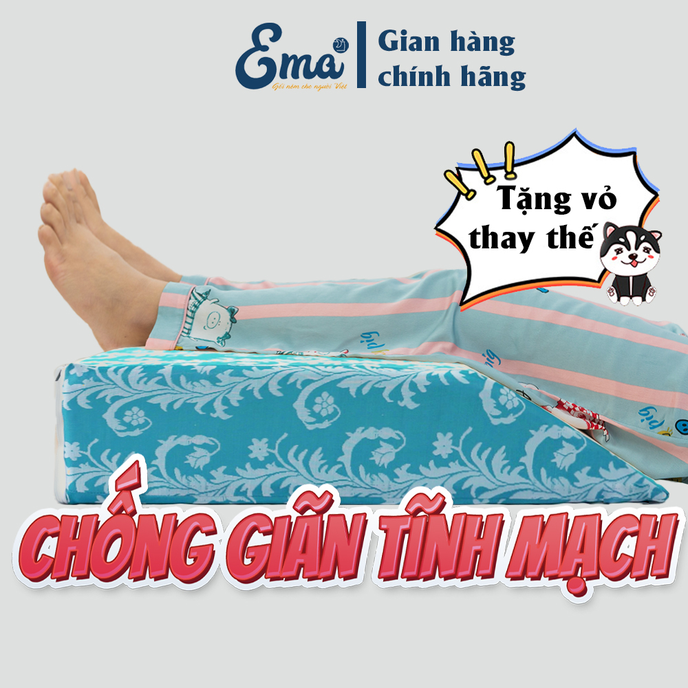 Gối chống giãn tĩnh mạch chân EMA thế hệ 2 - Độ cao chuẩn châu Âu - Mặt đặt chân phẳng xoay trở dễ dàng