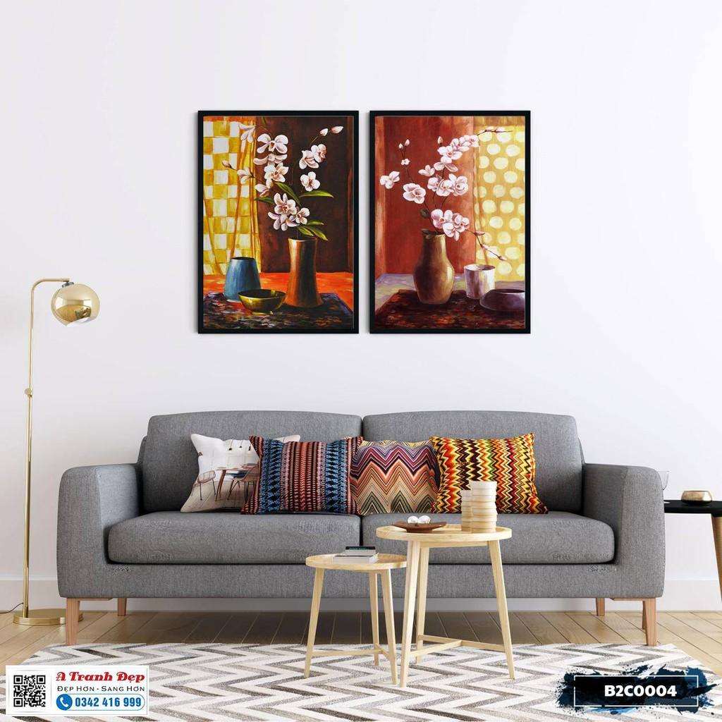 Bộ 2 tranh Canvas bình hoa nghệ thuật - B2C0004