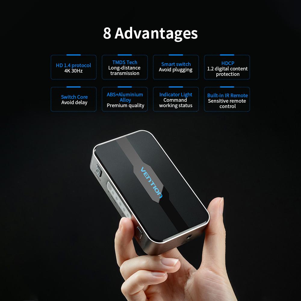 Bộ chuyển đổi VENTION.Bộ chia HDMI 3 trong 1 với 4K Full HD 1080P Điều khiển từ xa IR