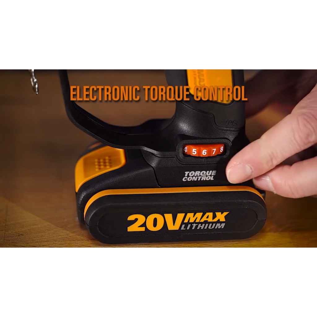 Máy Vặn Vít WORX ORANGE WX176 Dùng Pin LI-ION 20V Chuyển Đổi Nhanh Giữa Khoan Và Vặn Vít Có Chế Độ Đảo Chiều