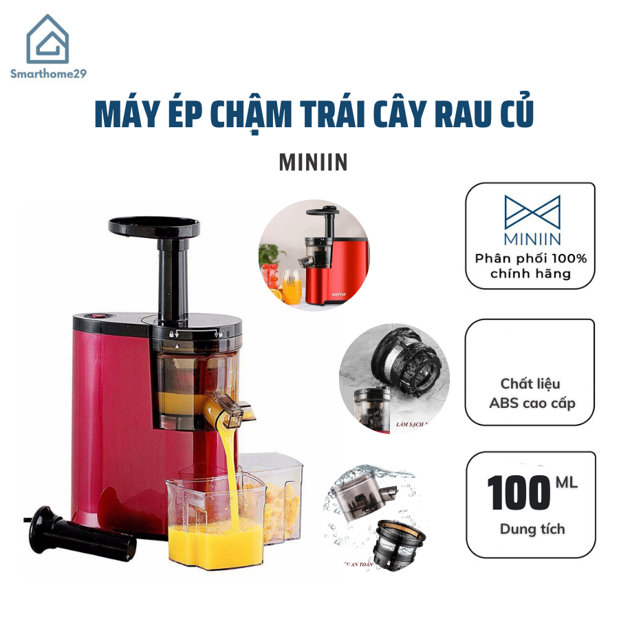 Máy Ép Chậm – Ép Trái Cây Rau Củ- Công Suất 150W, Giảm Tiếng Ồn , Tiết Kiệm Điện Năng, Ứng Dụng Trong Gian Bếp Của Các Bà Nội Trợ- Hàng Chính Hãng MINIIN