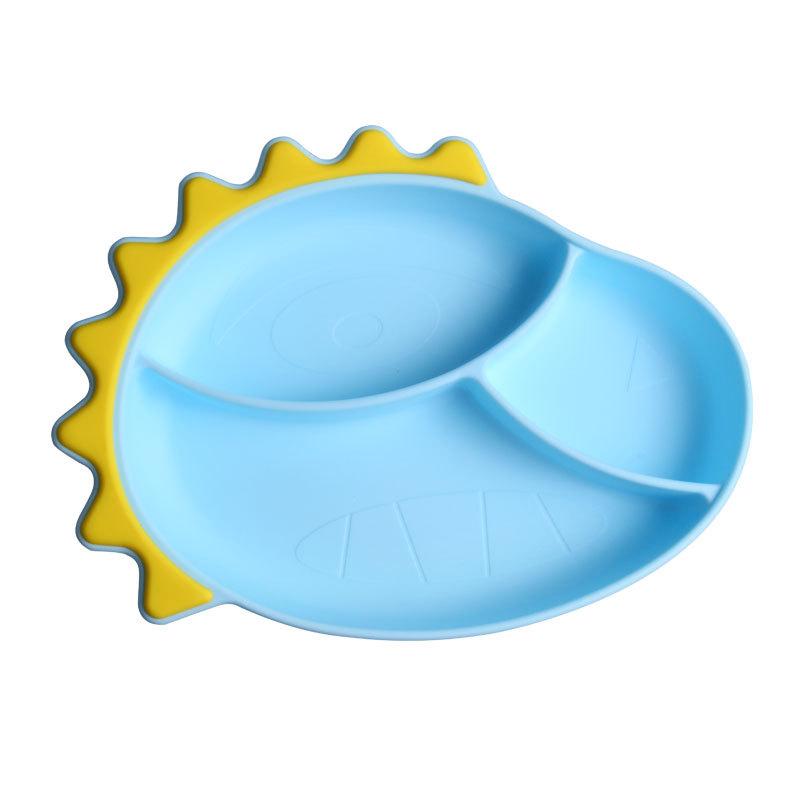 Bé Đĩa Dùng Tiệc Hút Lưới Tấm Hoạt Hình Thực Phẩm Bổ Sung Bát Trẻ Tập Ăn Silicone Bộ Dao Kéo Prato