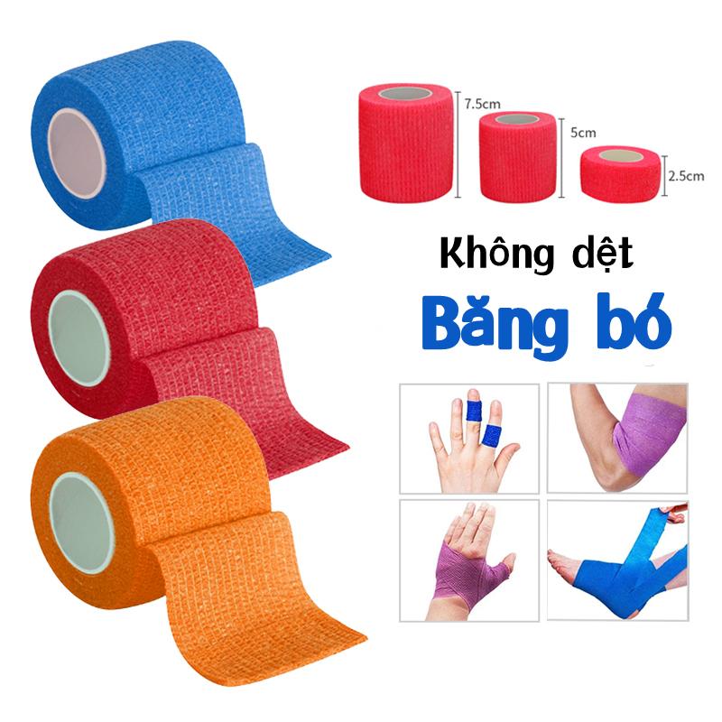 Băng keo thể thao đá bóng, Băng keo thể thao vải tự dính,cuốn bó gối dán cơ thể thao cổ tay, ngón tay, cổ chân - màu da