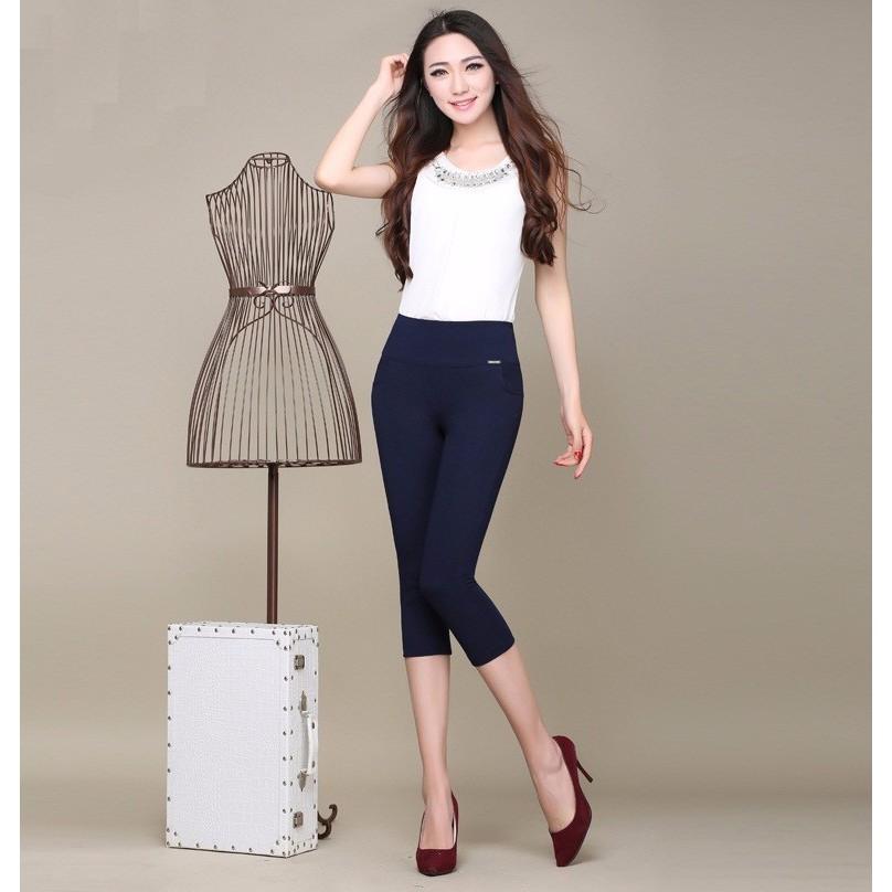Quần legging lửng cạp cao