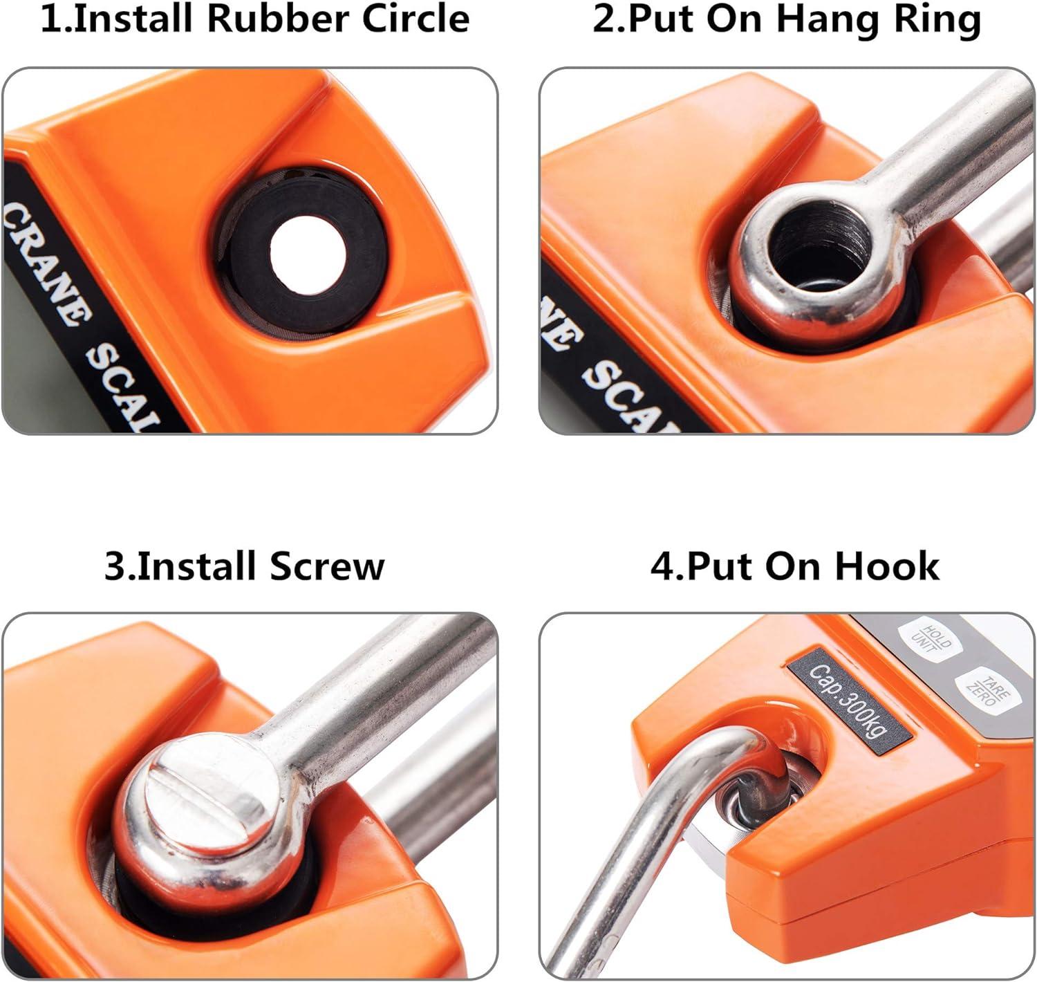 Cân Điện Tử 300Kg Móc Treo Cân Màn Hình LCD Lực Kế Móc Công Nghiệp Cân Trọng Lượng Cân 300Kg/600lbs