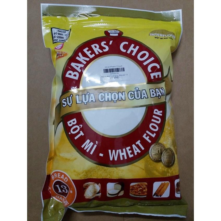 Bột mì Baker Choice số 13 loại 1kg, Bột mì làm bánh mỳ, Bột làm bánh chuyên dụng để làm các loại bánh mì vỏ cứng, giòn