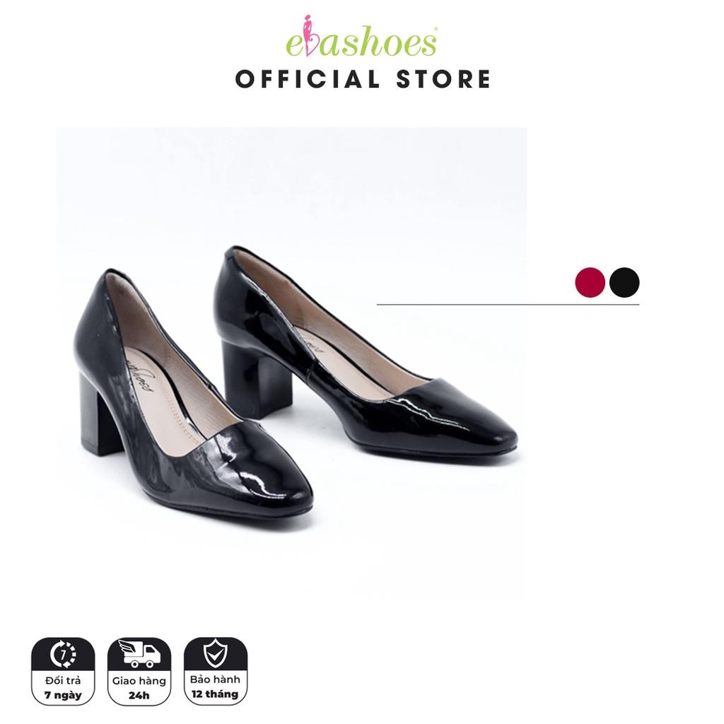 Giày cao gót đế vuông da bò 7cm Evashoes
