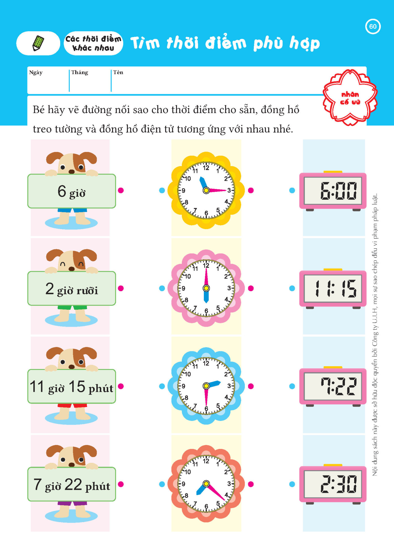 Xem đồng hồ (5~7 tuổi) – Giáo dục Nhật Bản – Bộ sách dành cho lứa tuổi nhi đồng – Thích hợp cho trẻ bắt đầu có hứng thú với việc xem đồng hồ
