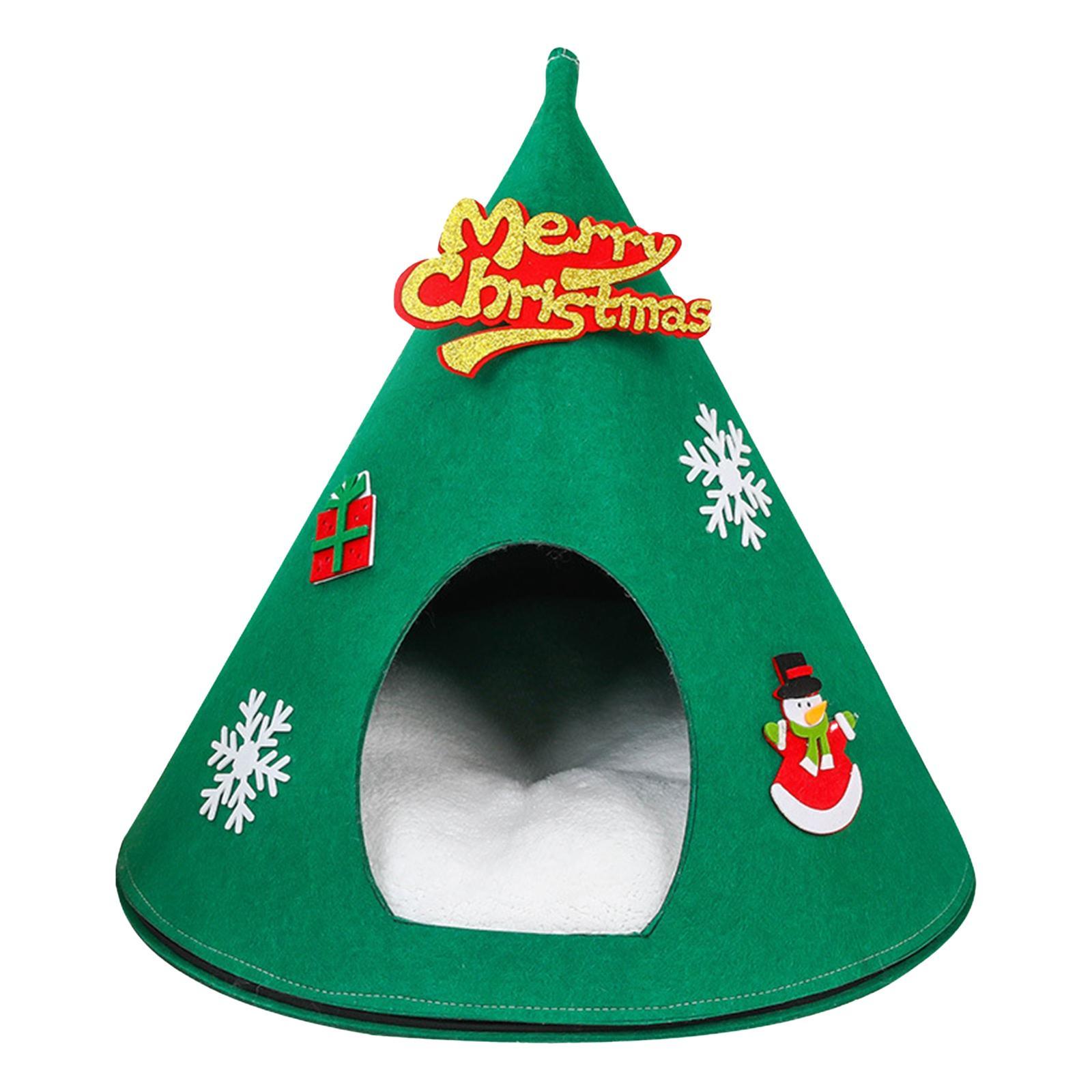 Christmas Cat Sleeping Bed Cat Mat Kitten Cave Bed Kennel Cat House Pet Bed
