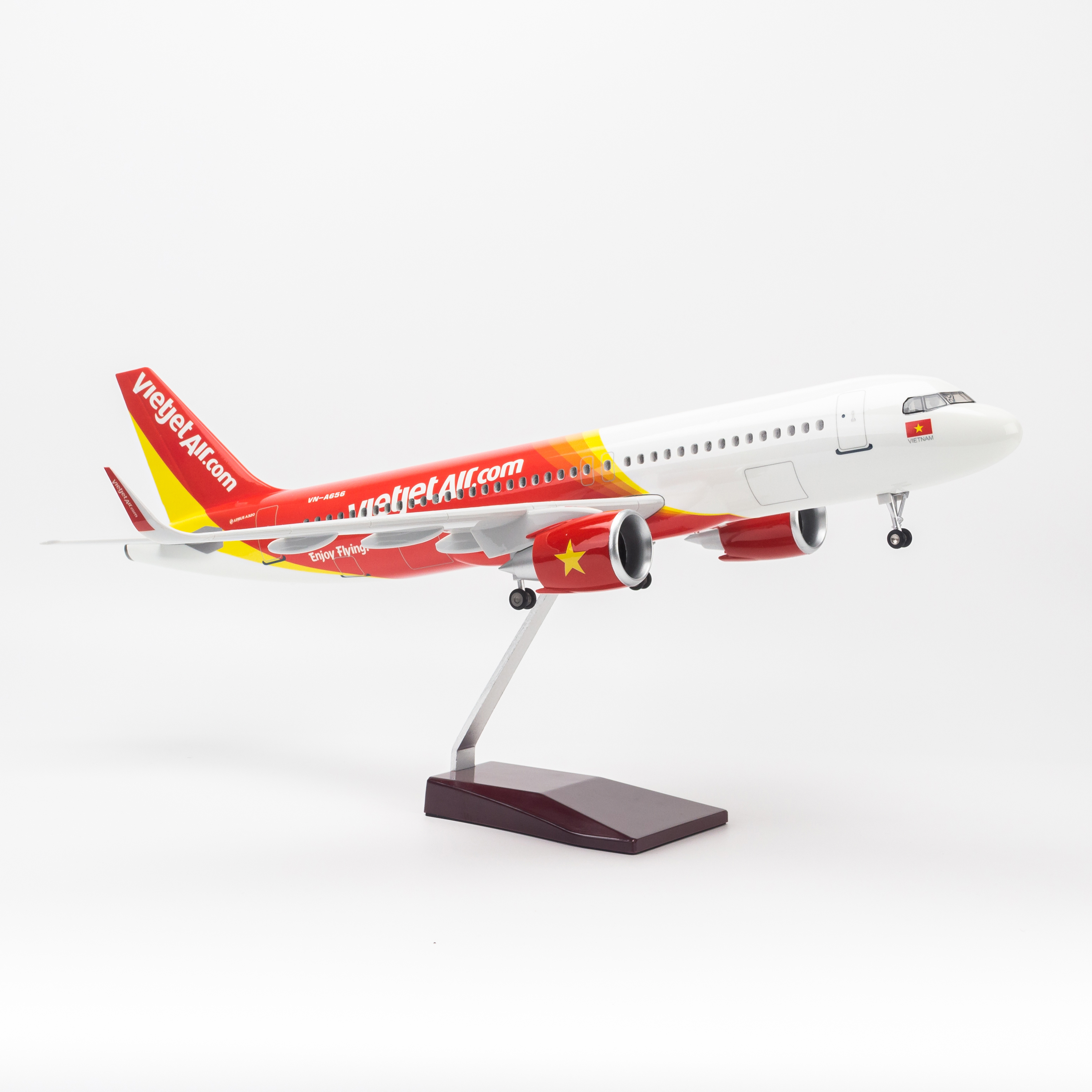 Mô hình máy bay Vietjet Air Airbus A320 lắp ráp có đèn 47cm MBMH46