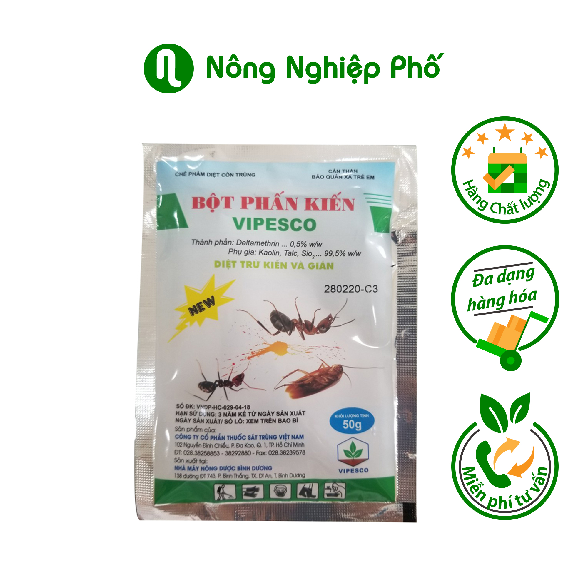 Bột phấn kiến Vipesco 50gr - Trừ kiến, gián, côn trùng