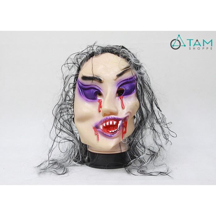 Mặt nạ cao su Halloween mắt xếch tím HLW-MN-50